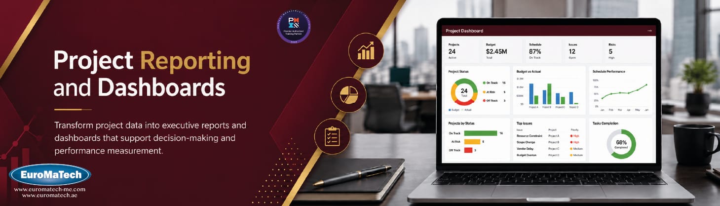 إعداد التقارير التنفيذية ولوحات مؤشرات المشاريع